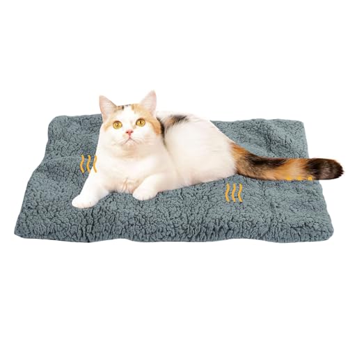 Oreilet Hundebettkiste Pad, Plüsch Haustier Schlaf Matratze Bett Warmes Weiches Zwingerpolster, Waschbar, Bodentiermatte für Kaltes Wetter, 24.02x17.72in (hellgrau) von Oreilet