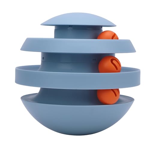 Oreilet Katzenballspielzeug, 360 ° Rotierende Biss -Proof -Ball -Plattentable, Katzeninteraktives Spielzeug Zur Verbesserung von Training, Kätzchenrad Langeweile Innenräume (Dunstblau) von Oreilet