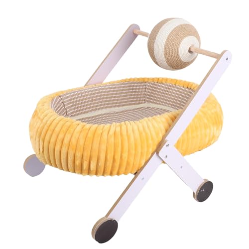 Oreilet Katzenbett Hängematte, Katzenkratzer -Bett Kratzkugelspielzeug, Bequeme Katzenkratzer Hängematte Lounge für Innenkätzchen Frettchen Schlafspiel von Oreilet