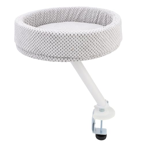 Oreilet Katzenschreibtischbett, Weiche Plüschkatzen Hängematte Barsch, Desktop Nest Kätzchen Haustierbett für Schreibtischbefestigungen für Platzsparende Tische Home Office Indoor von Oreilet