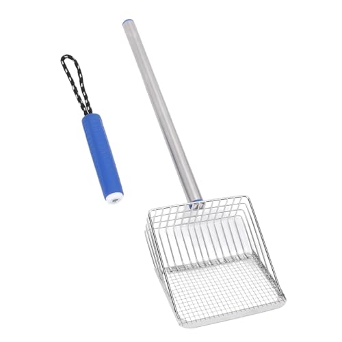 Oreilet Katzenstrauder -Schaufel, Edelstahl Katzenstrauderschaufel, Langgriff Katzenschugel für Haustierstrände und Katzentoilette, Haustier -Sifter -Poop Sifting, Pooper Lifter (Blue) von Oreilet