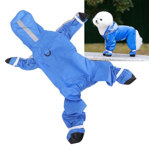 Oreilet Kleiner Hund Regenmantel, Polyester -Wasserdichtungshund -Hunde Regenjacke Slicker Poncho Jumpsuit für Welpen Kleine Haustiere, Regenmantel mit Traktionsseilschnalle (S) von Oreilet