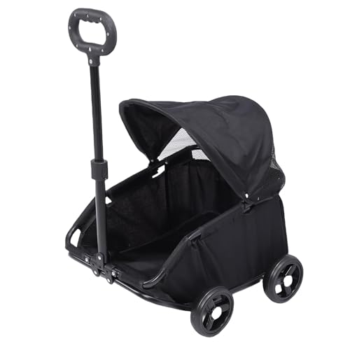 Oreilet Leichter Faltbarer Haustier Kinderwagen für Kleine Hunde und Katzen, Hundehund -Hundespaziergang mit Sonnenschand -Baldachin, Reisebereich Jogging Cat Carrier Wagon (Black) von Oreilet