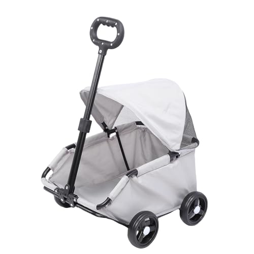 Oreilet Leichter Faltbarer Haustier Kinderwagen für Kleine Hunde und Katzen, Hundehund -Hundespaziergang mit Sonnenschand -Baldachin, Reisebereich Jogging Cat Carrier Wagon (Gray) von Oreilet