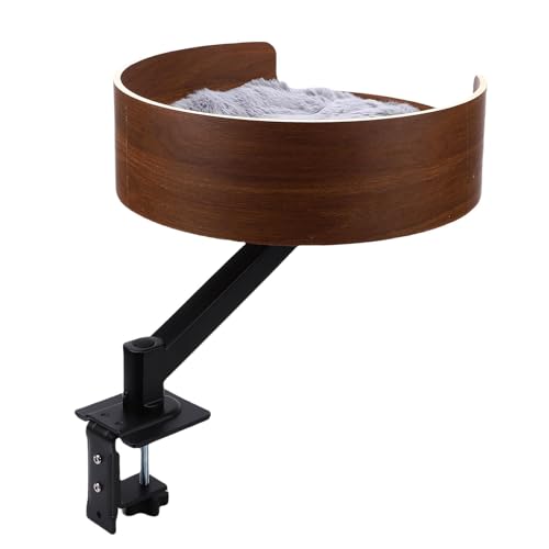 Oreilet Schreibtisch Katzenbett, 360 ° Einstellbare Rotierende Runde Katzen Hängematte Barsch, Hebensfähige Desktop Nest Kätzchen Haustierbett für Platzsparende Tische Home Office von Oreilet