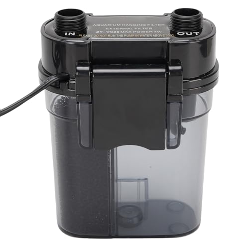 Oreilet Wandmontierter Fischfilter, 300 L/h 4W Plastik Hang Außen Aquariumfilter für Wasserdruckpumpe Außenteiche, Wasserfall für Salzwasser Süßwassersystem (EU-Stecker 220V) von Oreilet