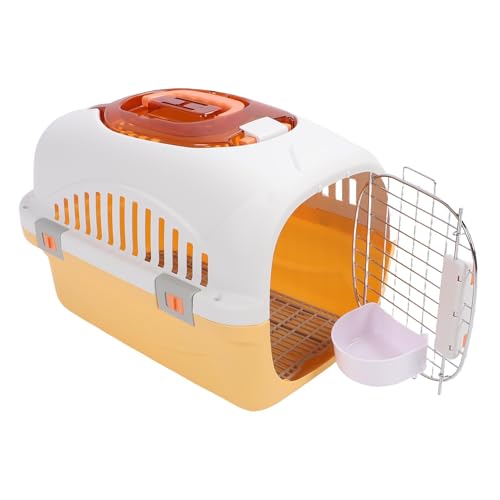 Plastikhund und Katze Zwinger, Hart Verfolgter Reisestierträger, Obere Lastlüftungslüftungskiste für Kleine Hunde, die Wandercamping Reisen (Yellow) von Oreilet