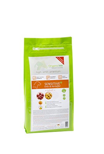 OrganicVet Hund Trockenfutter Sensitive + getreidefrei Ente & Kartoffel, 1er Pack (1 x 1.5 kg) von OrganicVet