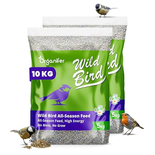 Vogelfutter Für Gartenvögel (10 Kg) Premium Mix - Kein Durcheinander, Keim Und Unkrautfrei, Reich An Fett Und Protein - Alle Jahreszeiten - Vogelhäuschen Und Silos - Fördert Die Gesundheit - Organifer von Organifer