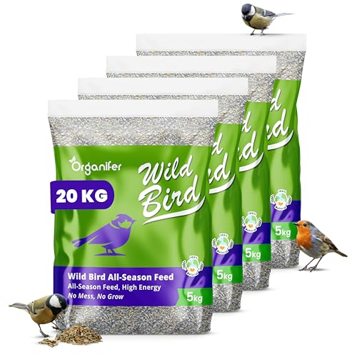 Vogelfutter Für Gartenvögel (20 Kg) Premium Mix - Kein Durcheinander, Keim Und Unkrautfrei, Reich An Fett Und Protein - Alle Jahreszeiten - Vogelhäuschen Und Silos - Fördert Die Gesundheit - Organifer von Organifer