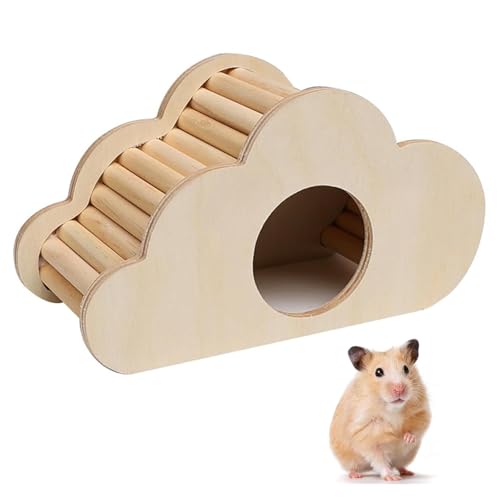 Oriental eLife Hamster Haus aus Holz, Hamster Spielzeug, Hamsterhaus Treppen, Hamster Versteck mit Kletterleiter, Hamsterkäfig Zubehör für Hamster, Gerbils, Mäuse und Kleintiere (Wolkenform) von Oriental eLife
