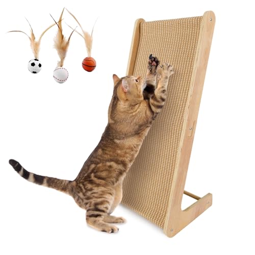 Kratzbrett Katze, 72 cm Hohe 75° L Förmige Kratzbretter Katze, Sisal Katzen Kratzbrett für Sofaschutz, katzenkratzbretter für Wand und Ecke, mit Spielball von Orifesio