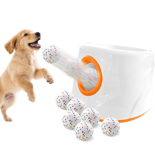 Orifesio Ballwurfmaschine für Hunde, Ballmaschine Hund mit 6 E-TPU Tennisbälle, Interaktives Hundespielzeug Elektrisch für Kleine Hund, Hunde Tennis Ballmaschine für Innen und Außen von Orifesio
