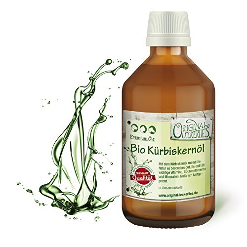 Original-Leckerlies: Kürbiskernöl aus kontrolliertem Anbau 250 ml in brauner Apotheker-Glasflasche - 100% rein & kaltgepresst, Lebensmittelqualität, Naturprodukt für Hunde, barfen von Original-Leckerlies