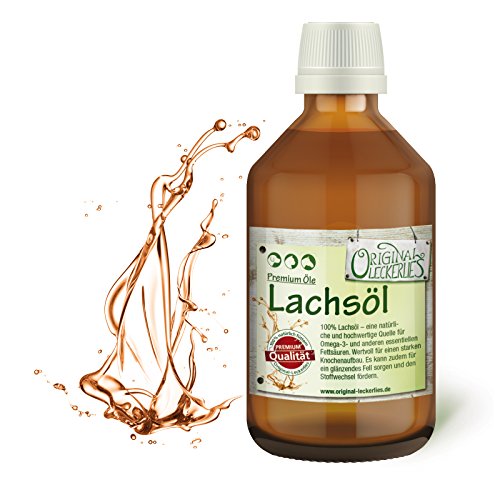 Original-Leckerlies: Lachsöl 250 ml in brauner Apotheker-Glasflasche- 100% rein & kaltgepresst, Lebensmittelqualität, Naturprodukt für Hunde, barfen von Original-Leckerlies