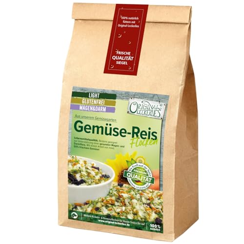 Original-Leckerlies: Gemüse-Reisflocken, 1 kg ballaststoffreiche Hundeflocken mit Gemüse und wertvollen Sonnen- und Hagebuttenkernen, Barf Zusatz Hund Hundefutter – Naturprodukt für Hunde von Original-Leckerlies