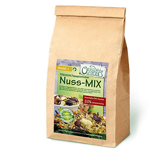 Original-Leckerlies: Nuss-Mix 1 kg, Premium Qualität*** Papageienfutter mit geschälten Saaten, hoher Anteil an Nüssen, Bio-Getreide und leckerem Gemüse, Ebereschen und Hibiskusblüten von Original-Leckerlies