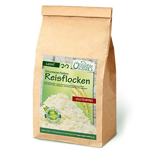 Original-Leckerlies: Reisflocken, 1kg ballaststoffreiche Hundeflocken glutenfrei und fettarm, Hundefutter- Naturprodukt für Hunde, barfen von Original-Leckerlies