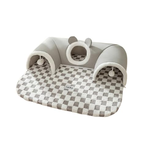 Origintek Katzentunnel, Plüsch Katzentunnel Bett, Katzenspielzeug Tunnel für Indoor-Katzen, Grau L 75x55cm von Origintek