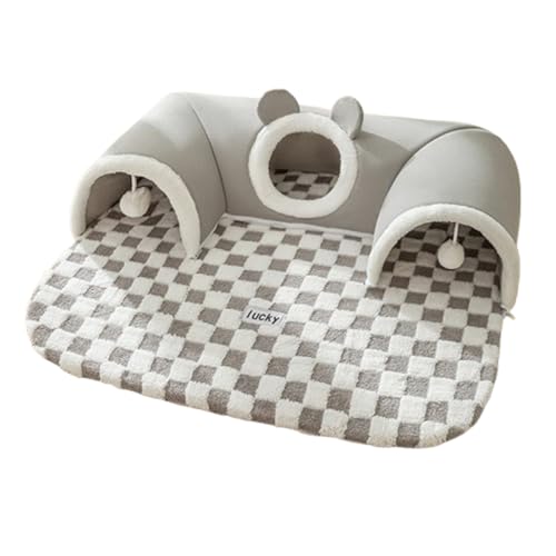 Origintek Katzentunnel, Plüsch Katzentunnel Bett, Katzenspielzeug Tunnel für Indoor-Katzen, XL 85x70cm Grau von Origintek