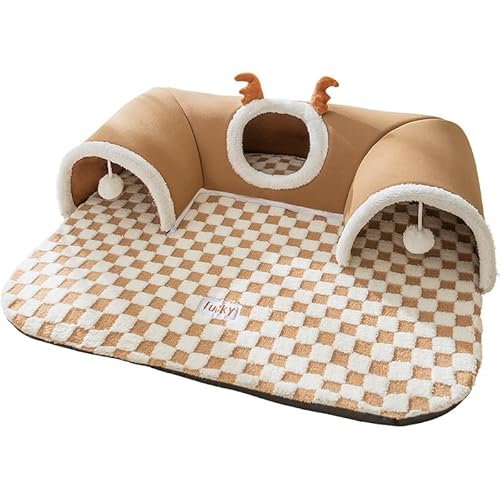 Origintek Katzentunnel, Plüsch Katzentunnel Bett, Katzenspielzeug Tunnel für Indoor-Katzen, XL 85x70cm von Origintek
