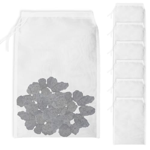 Orixo 6 Stück Aquarium Filterbeutel 150 Micron, Filterbeutel Aquarium 15x20 cm, Nylon Filterbeutel Klein, Feinmaschenfilterbeutel mit Kordelzug, für Aquarienbälle Aktivkohle Pelletkohle (Weiß) von Orixo