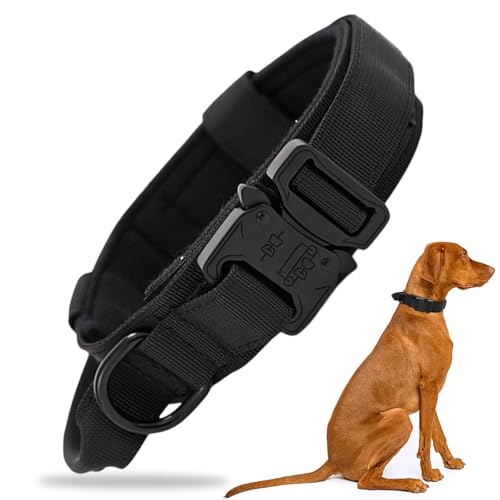Ormromra Militärisches Nylon-Hundehalsband mit Griff, verstellbares Hundetrainingshalsband, mit Schnellverschluss-Schnalle, robustes Militär-Hundehalsband, schwarz für mittelgroße bis große Hunde Ormromra Militärisches Nylon-Hundehalsband mit Griff, verstellbares Hundetrainingshalsband, mit Schnellverschluss-Schnalle, robustes Militär-Hundehalsband, schwarz für mittelgroße bis große Hunde von Ormromra