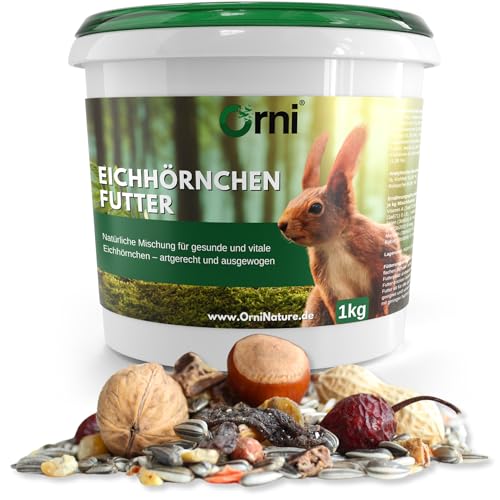 Orni Eichhörnchenfutter 1kg | Ganzjahresfutter Nüsse- Saaten Mischung mit Schale ideal für Futterstelle und Futterhaus Orni Eichhörnchenfutter 1kg | Ganzjahresfutter Nüsse- Saaten Mischung mit Schale ideal für Futterstelle und Futterhaus von Orni