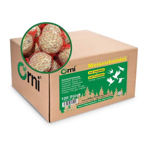Orni 100 Stück Insektenknödel mit Netz | Leckere Meisenknödel mit Insekten für heimische Wildvögel | ganzjährig für Frühling, Sommer, Herbst und Winter | Fettfutter zum Aufhängen Orni 100 Stück Insektenknödel mit Netz | Leckere Meisenknödel mit Insekten für heimische Wildvögel | ganzjährig für Frühling, Sommer, Herbst und Winter | Fettfutter zum Aufhängen von Orni