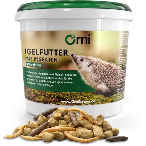 Orni Igelfutter mit Insekten ohne Getreide | 5kg |Alleinfutter für Igel | Artgerecht | getreidefrei | Trockenfutter mit Mehlwürmer Seidenraupen und hohem Fleischanteil von Orni