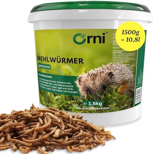 Orni Mehlwürmer getrocknet 1,5kg | Premium Insektenfutter für Wildvögel, Igel, Fische & Eichhörnchen – natürliche Proteinquelle, ohne künstliche Zusatzstoffe & Aromen Orni Mehlwürmer getrocknet 1,5kg | Premium Insektenfutter für Wildvögel, Igel, Fische & Eichhörnchen – natürliche Proteinquelle, ohne künstliche Zusatzstoffe & Aromen von Orni