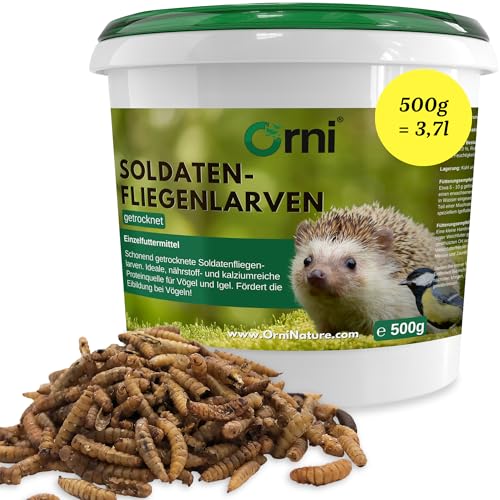 Orni Soldatenfliegenlarven getrocknet 500g | Insektenfutter für Wildvögel, Igel, Fische, Reptilien & Eichhörnchen – eiweißreich, artgerechte Mehlwurm-Alternative, ohne Zusatzstoffe Orni Soldatenfliegenlarven getrocknet 500g | Insektenfutter für Wildvögel, Igel, Fische, Reptilien & Eichhörnchen – eiweißreich, artgerechte Mehlwurm-Alternative, ohne Zusatzstoffe von Orni