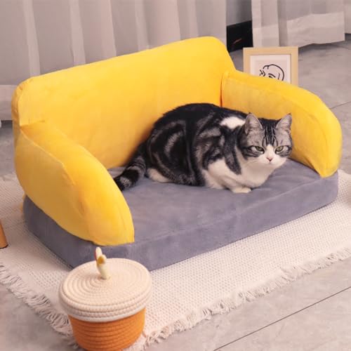 Haustier-Couch-Bett, waschbares Katzenbett für alle Katzen bis zu 13,6 kg, strapazierfähige Hundebetten mit rutschfester Unterseite, 66 x 45 x 33 cm, flauschige Katzen-Couch von Oroonoko