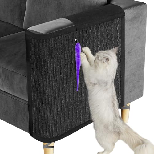 Katzenkratz-Couch-Schutz, Katzenkratzsofa, Armlehnen-Abdeckung mit Sisalmatte und einem Spielzeug für Katzen, kleine Tiere, für den Innenbereich (linke Hand) von Oroonoko