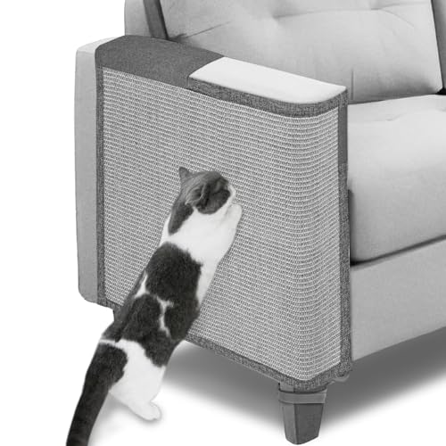 Oroonoko Kratzschutz für Katzen, 50 x 50 cm, Möbelschutz, Katzensofa-Armschutz mit grauem Natursisal zum Schutz des Stuhls (rechte Hand) (OR115G) von Oroonoko