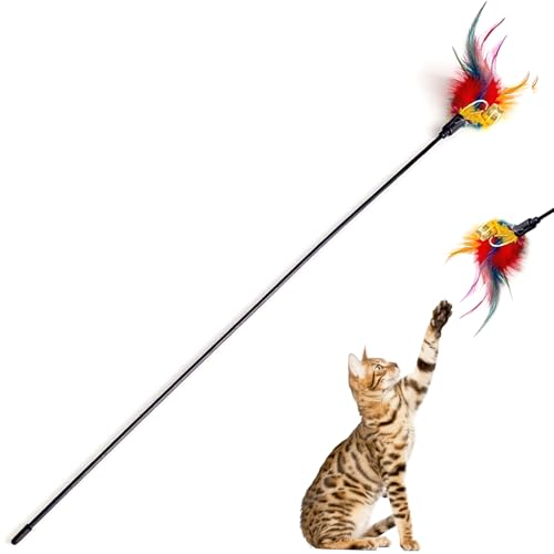 Ortusium Katzenfederspielzeug, Katzenspielzeug mit elastischen Truthahnfedern, interaktiver Teaser Zauberstab mit Glocke, langlebiger flexibler Stab für verspielte Kätzchen und Katzen Ortusium Katzenfederspielzeug, Katzenspielzeug mit elastischen Truthahnfedern, interaktiver Teaser Zauberstab mit Glocke, langlebiger flexibler Stab für verspielte Kätzchen und Katzen von Ortusium