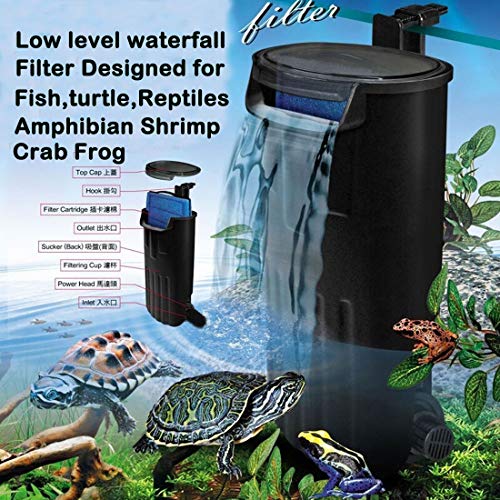 Aquarium-Bio-Filter, Innenfilter, Schildkrötenfilter, Wasserfalltank, Wassersäuberung, Bio-Filtration für Kaltwasser, tropische Aquarien, Frosch, Krabben bis zu 130 l (600 l/h Aquariumfilter) von OsAtNb