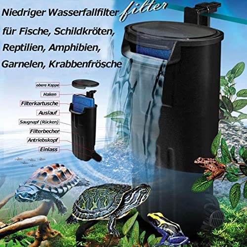 Aquarium Biofilter Aquarium Innenfilter Schildkrötenfilter Wasserfall Tank Wasserreinigungspumpe Bio Filtration für Kaltwasser, Tropenaquarium Schildkröte Garnelen Frosch Krabben Bis zu 130L von OsAtNb