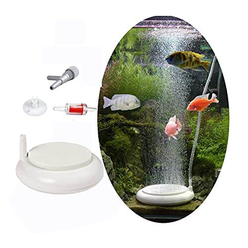 OsAtNb Aquarium Luftstein Sauerstoff Stein, 50mm Leise Nano Aquarium Sprudler Rund Sauerstoffblasen-Diffusor Luftausströmer für Aquarium, mit Saugnapf und Schlauch Geeignet für 45-120cm Tank von OsAtNb