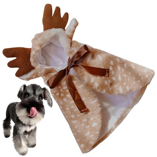 Oseczmut Elch-Hundeumhang - Rentier-Umhang-Kostüm für Hunde und Katzen - Weiches Haustier-Rentier-Cosplay-Halloween-Weihnachts-Elch-Kostüm für kleine mittelgroße Kätzchenhunde von Oseczmut