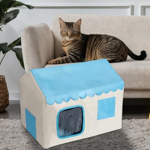 Oseczmut Kühlhaus Für Katzen Im Außenbereich, Katzensommerhaus, Isolierte Tierhöhle für den Einsatz im Innen- und Außenbereich auf Terrasse Balkon im Garten auf dem Rasen und Hinterhof geeignet für von Oseczmut