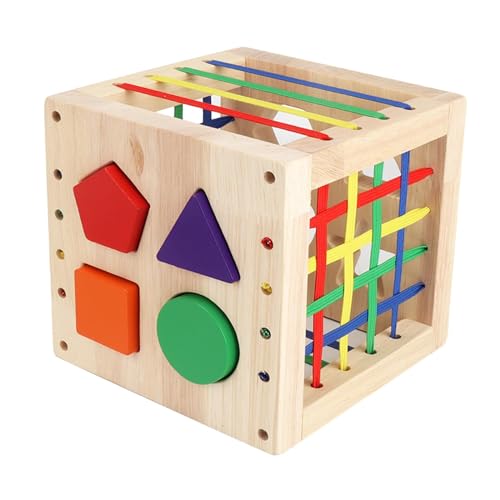 Oshhni Formsortierspielzeug für Kleinkinder, Aktivitätswürfel Aus Holz für Die Sensorische Erkundung von Spielen von Oshhni