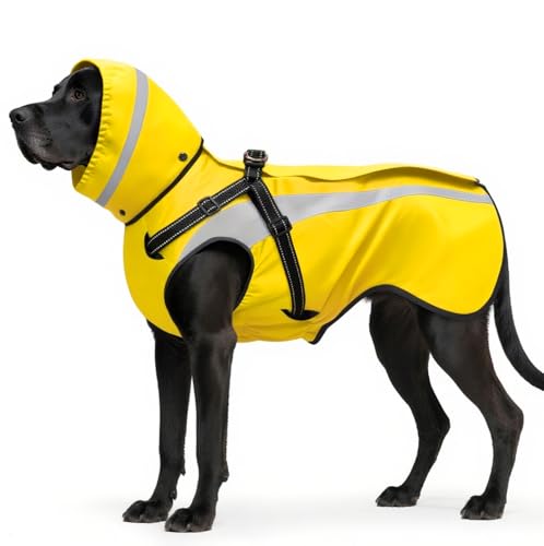 Oslueidy Hund Regenmantel wasserdichte Regenmäntel für Hunde Regenjacken mit Kapuze Haustier Regen Poncho Mantel für kleine mittlere große Hunde Welpen S-XXL (Gelb, L) von Oslueidy