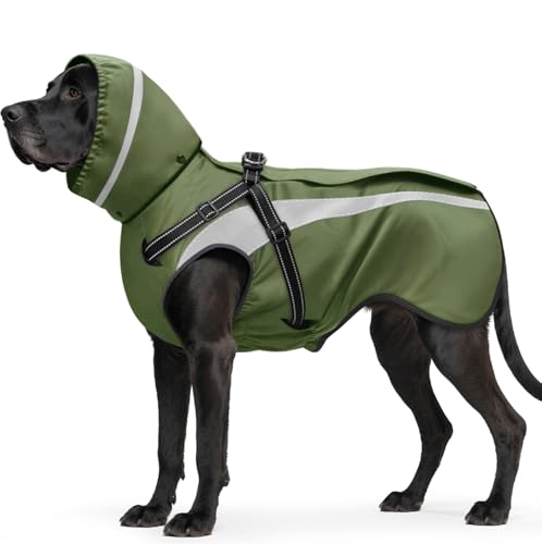 Oslueidy Hund Regenmantel wasserdichte Regenmäntel für Hunde Regenjacken mit Kapuze Haustier Regen Poncho Mantel für kleine mittlere große Hunde Welpen S-XXL (Grün, L) von Oslueidy