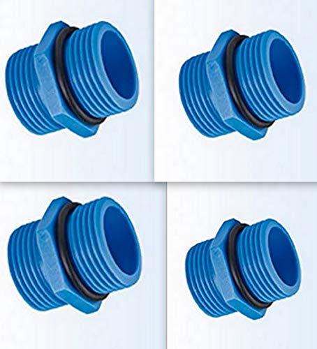 Osmoclean 4 x DN 3/4 Zoll Doppelnippel PP blau Sechskant 3/4 Zoll Aussengewinde (Atlas Filtri) von Osmoclean