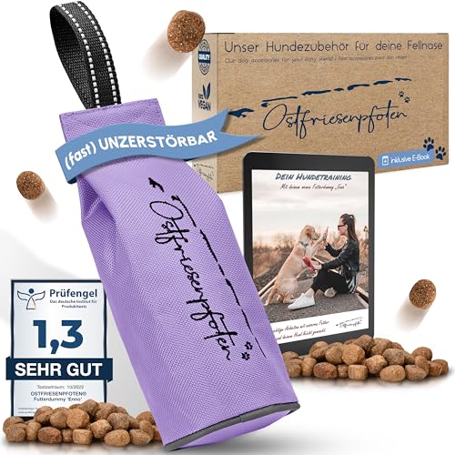 Ostfriesenpfoten® - extrem strapazierfähiger Futterbeutel 'Enno' | ohne Metallösen | Neonviolet | Größe L | geeignet für alle Hunderassen - waschbarer Futterdummy inkl. eBook für Dein Agility-Training von Ostfriesenpfoten