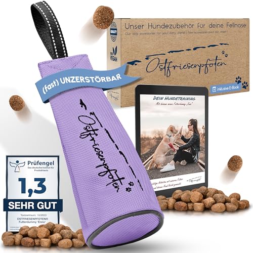 Ostfriesenpfoten® - extrem strapazierfähiger Futterbeutel 'Enno' | ohne Metallösen | Neonviolet | Größe S | geeignet für alle Hunderassen - waschbarer Futterdummy inkl. eBook für Dein Agility-Training von Ostfriesenpfoten