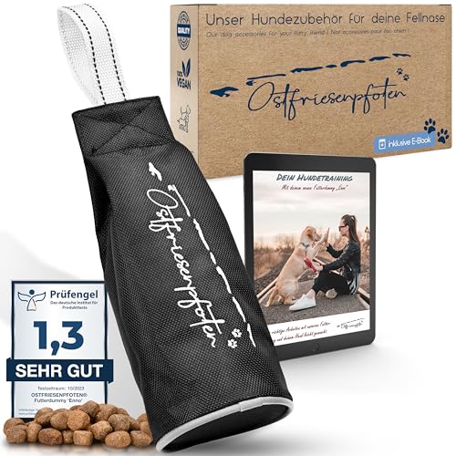 Ostfriesenpfoten® - extrem strapazierfähiger Futterbeutel 'Enno' | ohne Metallösen | Schwarz | Größe L | geeignet für alle Hunderassen - waschbarer Futterdummy inkl. eBook für Dein Agility-Training von Ostfriesenpfoten