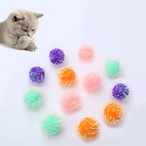 Osvela 8 Stück 5,1 cm Pom Pom Sparkle Ball Katzenspielzeug verschiedene Farben Lametta Glitzer Fuzzy Bälle von Osvela