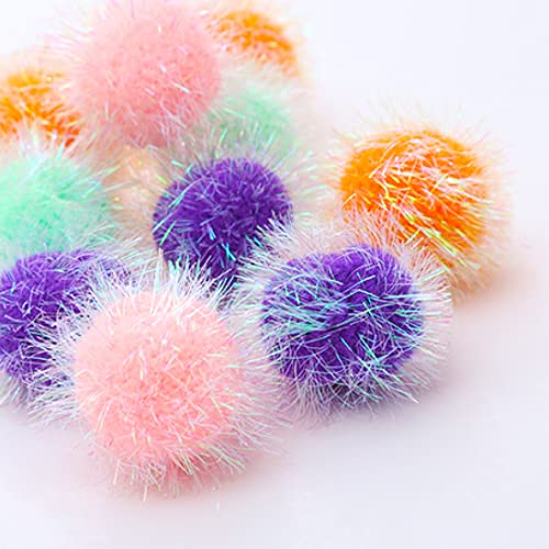 Osvela Katzenball-Spielzeug, verschiedene Farben, Pompom-Pom, glitzernd, flauschig, 12 Stück von Osvela